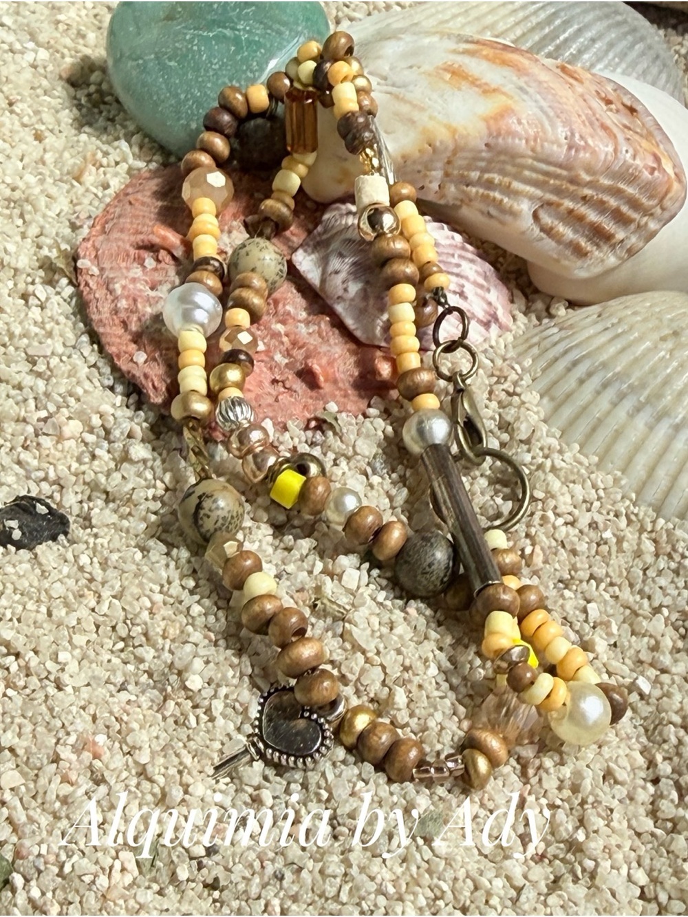 Jasper single string Yellow & Natural Wood Layered Beaded Necklace